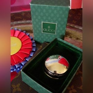 Ultra RARE Vintage GUCCI Silver Bottle Topper Barware Cocktail Party IN Box GG